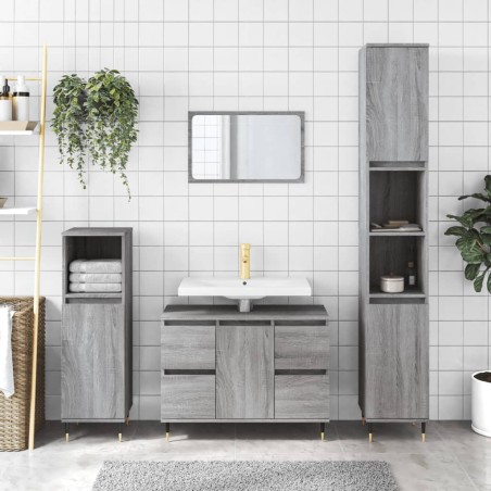 vidaXL Mueble de baño madera de ingeniería gris Sonoma 80x33x60 cm