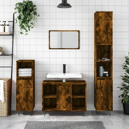vidaXL Mueble de baño madera de ingeniería roble ahumado 80x33x60 cm