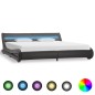 vidaXL Estructura de cama con LED de cuero sintético gris 180x200 cm 