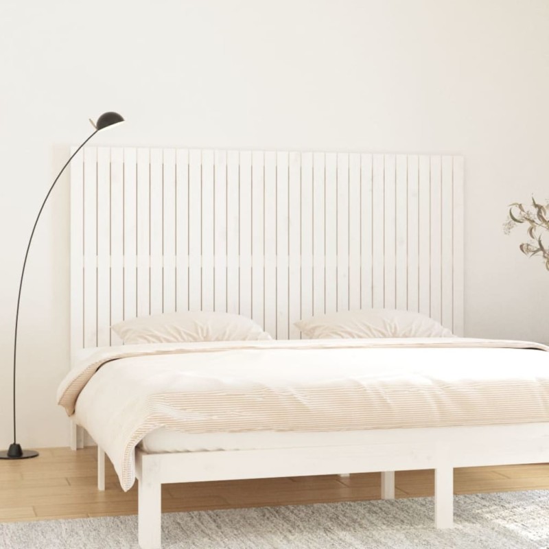 vidaXL Cabecero de cama de pared madera maciza pino blanco 204x3x110cm vidaXL Cabecero de cama de pared madera maciza pino blanco 204x3x110cm