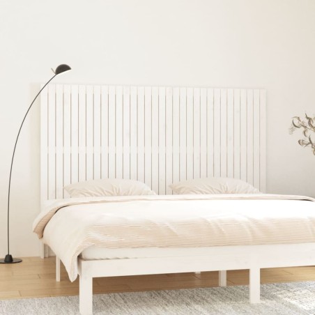 vidaXL Cabecero de cama de pared madera maciza pino blanco 204x3x110cm