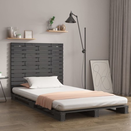 vidaXL Cabecero de cama de pared madera maciza pino gris 146x3x91,5