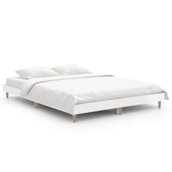 vidaXL Estructura de cama madera contrachapada blanco brillo 140x190cm