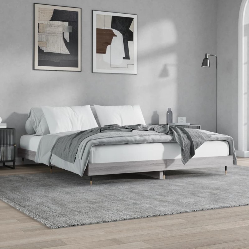 vidaXL Estructura de cama madera contrachapada gris Sonoma 120x200 cm vidaXL Estructura de cama madera contrachapada gris Sonoma 120x200 cm