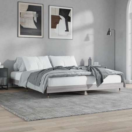 vidaXL Estructura de cama madera contrachapada gris Sonoma 120x200 cm