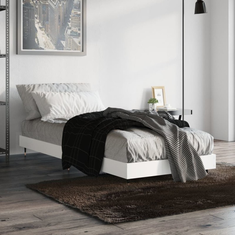 vidaXL Estructura de cama madera contrachapada blanca 75x190 cm vidaXL Estructura de cama madera contrachapada blanca 75x190 cm