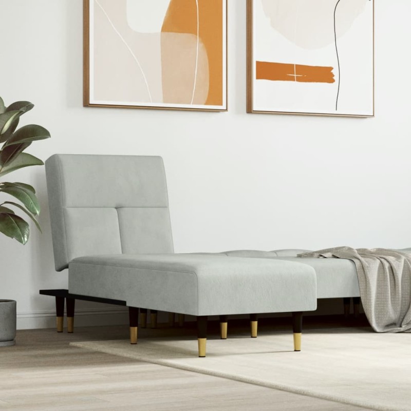 vidaXL Sofá diván de terciopelo gris claro vidaXL Sofá diván de terciopelo gris claro