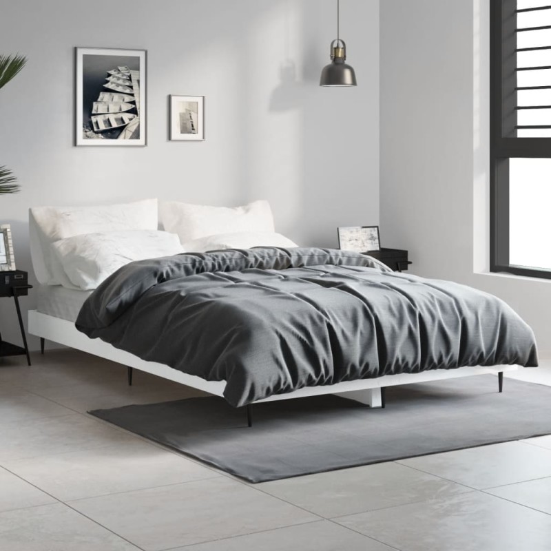 vidaXL Estructura de cama de madera contrachapada blanca 120x190 cm vidaXL Estructura de cama de madera contrachapada blanca 120x190 cm