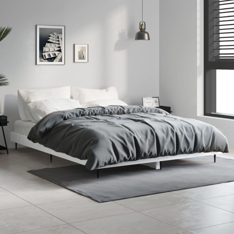 vidaXL Estructura de cama madera contrachapada blanco brillo 140x190cm