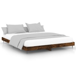 vidaXL Estructura de cama madera contrachapada roble ahumado 120x200cm