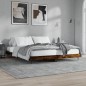 vidaXL Estructura de cama madera contrachapada roble ahumado 120x200cm vidaXL Estructura de cama madera contrachapada roble ahumado 120x200cm
