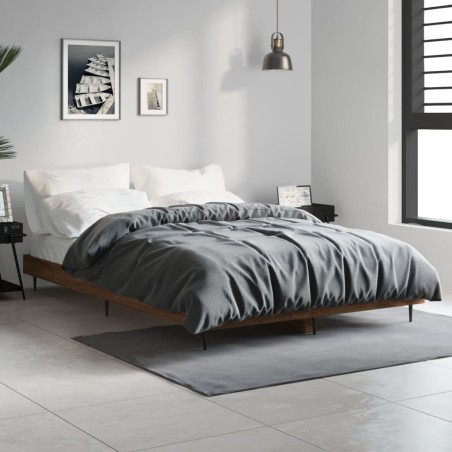 vidaXL Estructura de cama madera contrachapada marrón roble 120x190 cm