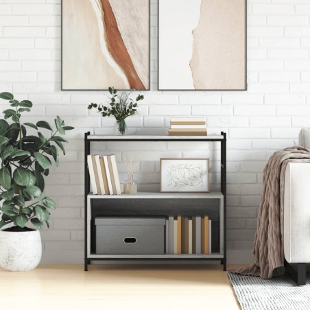vidaXL Estantería hierro y madera ingeniería gris Sonoma 80x30x78,5 cm