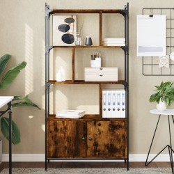 vidaXL Estantería con puertas madera roble ahumado 76,5x30x154,5 cm