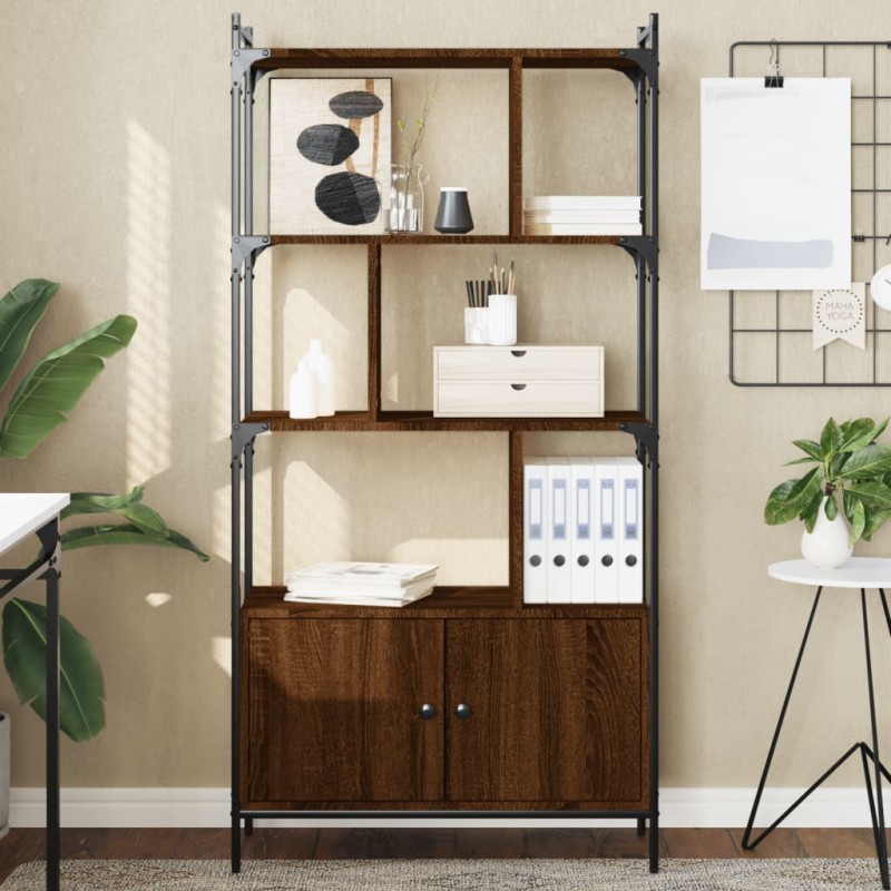 vidaXL Estantería con puertas madera marrón roble 76,5x30x154,5 cm vidaXL Estantería con puertas madera marrón roble 76,5x30x154,5 cm
