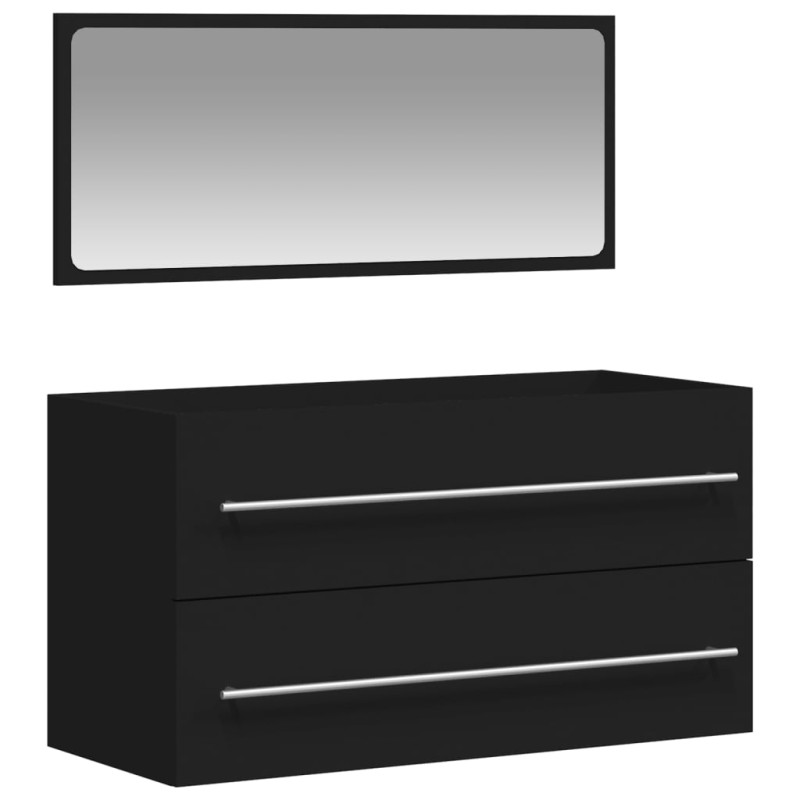 vidaXL Armario de baño con espejo madera de ingeniería negro vidaXL Armario de baño con espejo madera de ingeniería negro