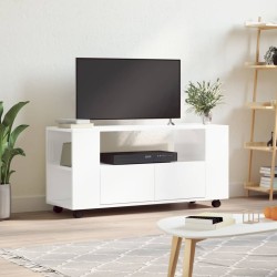 vidaXL Mueble de TV madera de ingeniería blanco brillo 102x34,5x43 cm