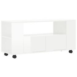 vidaXL Mueble de TV madera de ingeniería blanco brillo 102x34,5x43 cm