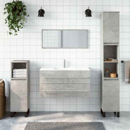 vidaXL Armario de baño con espejo madera de ingeniería gris hormigón