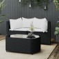vidaXL Set de muebles de jardín 3 pzas y cojines ratán sintético negro vidaXL Set de muebles de jardín 3 pzas y cojines ratán sintético negro