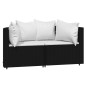 vidaXL Set de muebles de jardín 3 pzas y cojines ratán sintético negro vidaXL Set de muebles de jardín 3 pzas y cojines ratán sintético negro