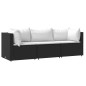 vidaXL Set de muebles de jardín 3 pzas y cojines ratán sintético negro vidaXL Set de muebles de jardín 3 pzas y cojines ratán sintético negro
