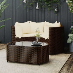 vidaXL Set muebles de jardín 4 piezas y cojines ratán sintético marrón