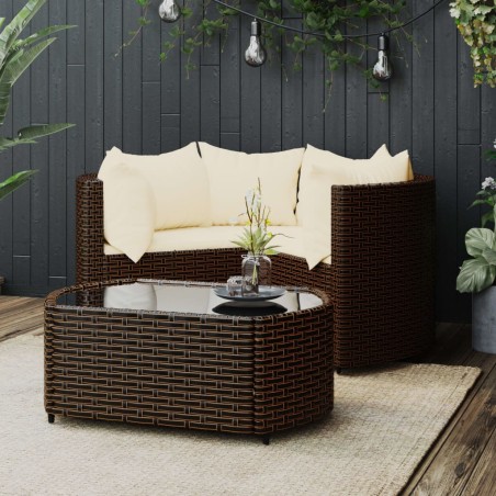vidaXL Set muebles de jardín 4 piezas y cojines ratán sintético marrón