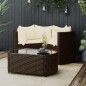 vidaXL Set muebles de jardín 4 piezas y cojines ratán sintético marrón vidaXL Set muebles de jardín 4 piezas y cojines ratán sintético marrón