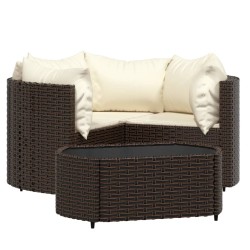 vidaXL Set muebles de jardín 4 piezas y cojines ratán sintético marrón