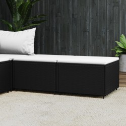 vidaXL Reposapiés de jardín con cojines 2 uds ratán sintético negro