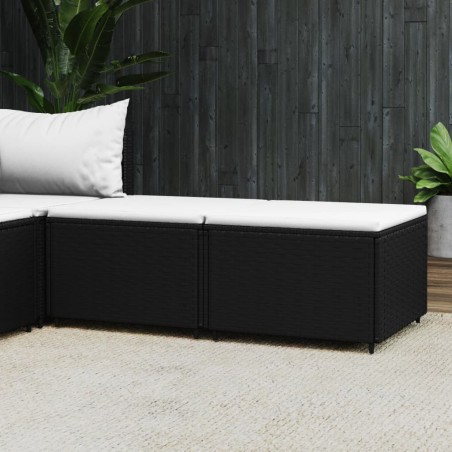 vidaXL Reposapiés de jardín con cojines 2 uds ratán sintético negro
