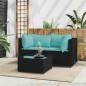 vidaXL Set de muebles de jardín 3 pzas y cojines ratán sintético negro vidaXL Set de muebles de jardín 3 pzas y cojines ratán sintético negro