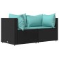 vidaXL Set de muebles de jardín 3 pzas y cojines ratán sintético negro vidaXL Set de muebles de jardín 3 pzas y cojines ratán sintético negro