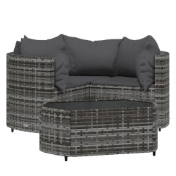 vidaXL Set de muebles de jardín 4 pzas y cojines ratán sintético gris