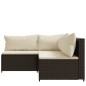 vidaXL Set muebles de jardín 3 piezas y cojines ratán sintético marrón vidaXL Set muebles de jardín 3 piezas y cojines ratán sintético marrón
