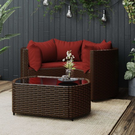 vidaXL Set muebles de jardín 4 piezas y cojines ratán sintético marrón