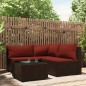 vidaXL Set muebles de jardín 4 piezas y cojines ratán sintético marrón vidaXL Set muebles de jardín 4 piezas y cojines ratán sintético marrón