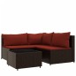 vidaXL Set muebles de jardín 4 piezas y cojines ratán sintético marrón vidaXL Set muebles de jardín 4 piezas y cojines ratán sintético marrón