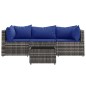 vidaXL Set de muebles de jardín 4 pzas y cojines ratán sintético gris vidaXL Set de muebles de jardín 4 pzas y cojines ratán sintético gris