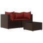 vidaXL Set muebles de jardín 3 piezas y cojines ratán sintético marrón vidaXL Set muebles de jardín 3 piezas y cojines ratán sintético marrón