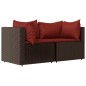 vidaXL Set muebles de jardín 3 piezas y cojines ratán sintético marrón vidaXL Set muebles de jardín 3 piezas y cojines ratán sintético marrón