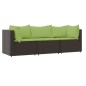 vidaXL Set muebles de jardín 3 piezas y cojines ratán sintético marrón