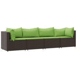 vidaXL Set muebles de jardín 4 piezas y cojines ratán sintético marrón