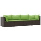vidaXL Set muebles de jardín 4 piezas y cojines ratán sintético marrón vidaXL Set muebles de jardín 4 piezas y cojines ratán sintético marrón