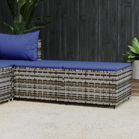 vidaXL Reposapiés de jardín con cojines 2 uds ratán sintético gris