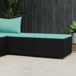 vidaXL Reposapiés de jardín con cojines 2 uds ratán sintético negro