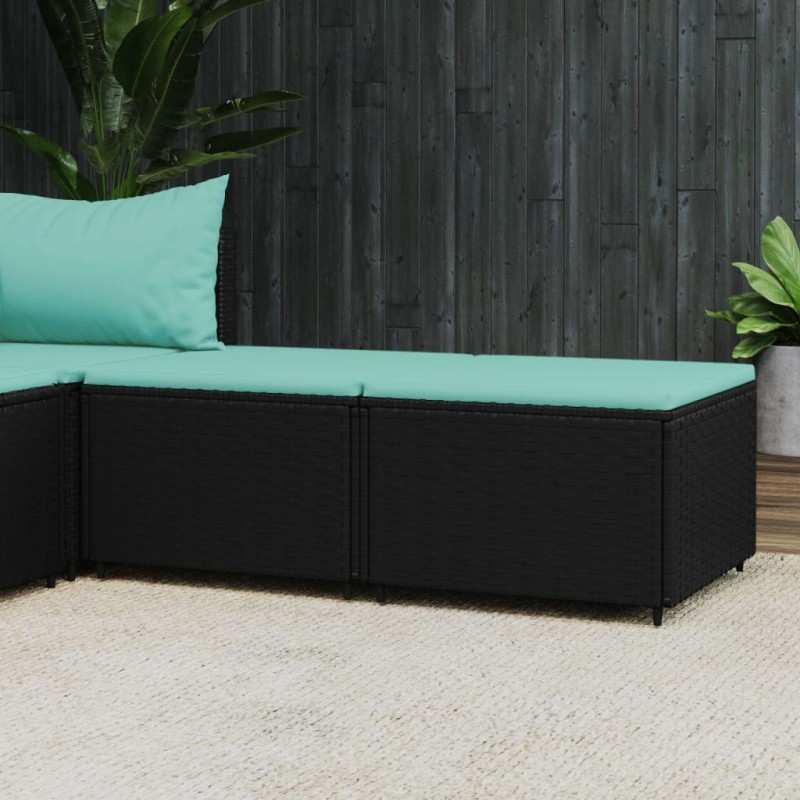 vidaXL Reposapiés de jardín con cojines 2 uds ratán sintético negro vidaXL Reposapiés de jardín con cojines 2 uds ratán sintético negro
