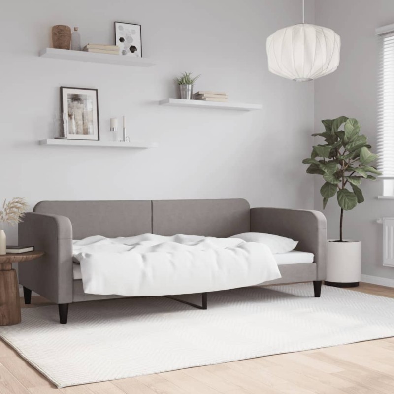 vidaXL Sofá cama tela gris taupe 90x200 cm vidaXL Sofá cama tela gris taupe 90x200 cm