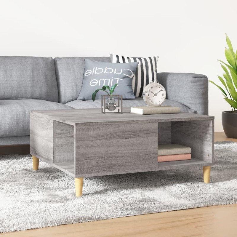 vidaXL Mesa de centro madera contrachapada gris Sonoma 80x80x36,5 cm